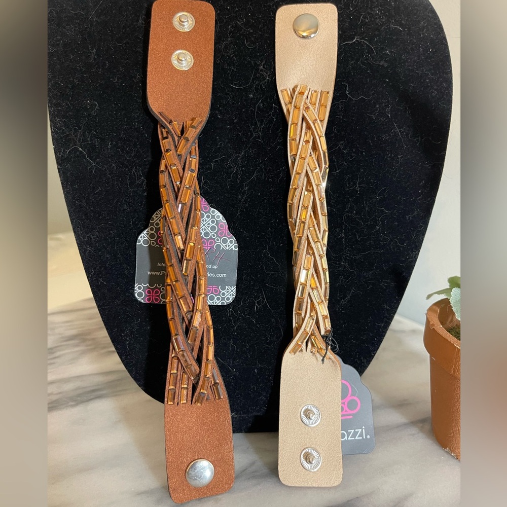 Braided Wrap Bracelets with Embellishments Set of 2 NWT - Picture 2 of 6